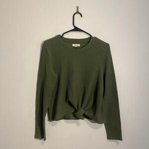 Madewell Army Green Jacquard Elwood Knot Front Ribbed Top - Medium